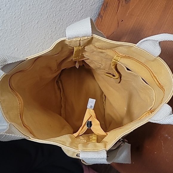 LILY QUEEN YELLOW CANVAS TOTE CROSSBODY SHOULDER ADJUSTABLE STRAP M - Picture 6 of 13